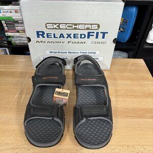Skechers Relaxed Fit Vegan Black Men's Sandals - Size 14 NWB